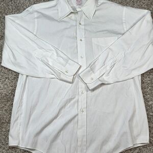 Brooks Brothers Men 16.5-33 White Traditional Fit Original Polo Shirt Cotton LS